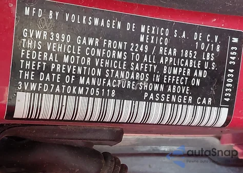 2019 Volkswagen Beetle 2.0T Final Edition Se/2.0T Final Edition Sel/2.0T S из США, поврежденный, VIN 3VWFD7AT0KM705118